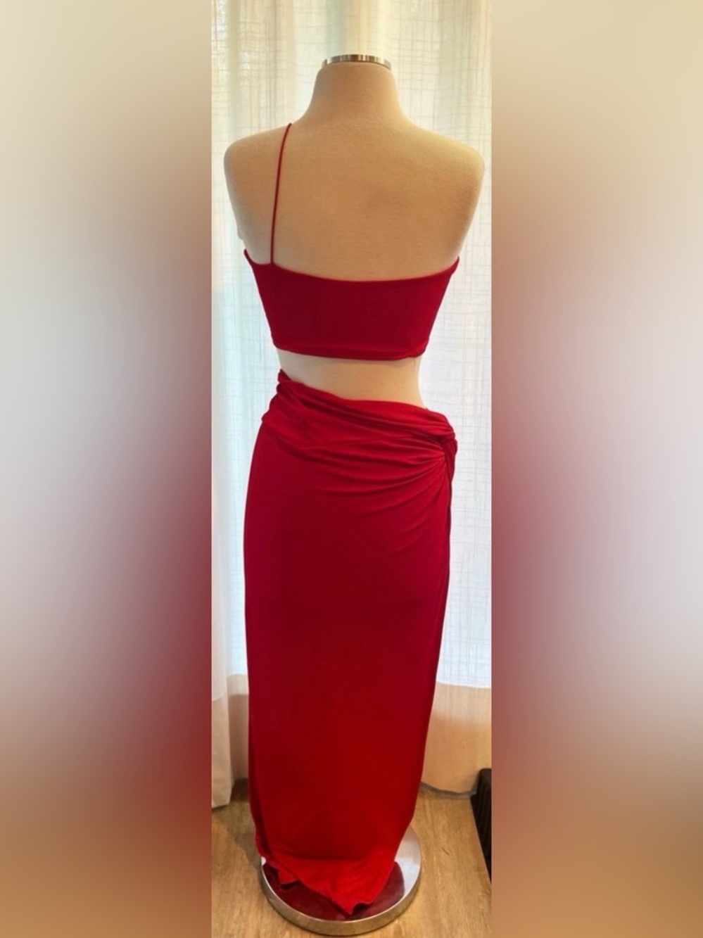 Women’s Red Midi Tank Top and Skirt Set Small - Picture 3 of 3